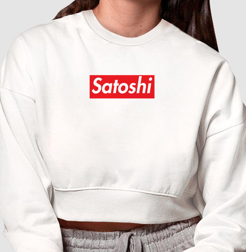 MOLETOM CROPPED SATOSHI - BRANCA